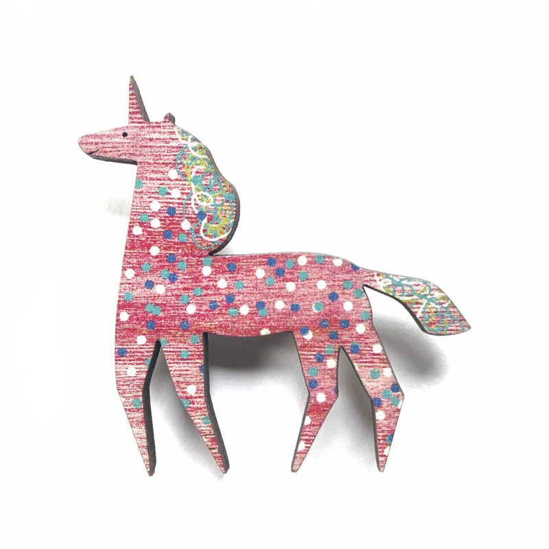 Pink Dotted Unicorn Brooch