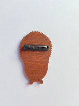 Squirrel Coffee-holic Wooden Pin Brooch